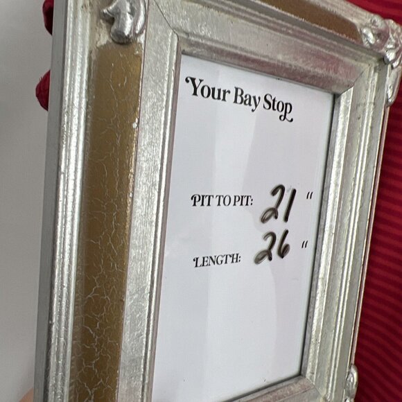 Soft Surroundings Womens Top M Red Stripe Ruffled V Neck Short Sleeve Stretch - Picture 6 of 7